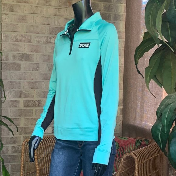 PINK Victoria's Secret Ultimate Zippered V-Neck Long Sleeve Pull Over Top - Picture 3 of 13